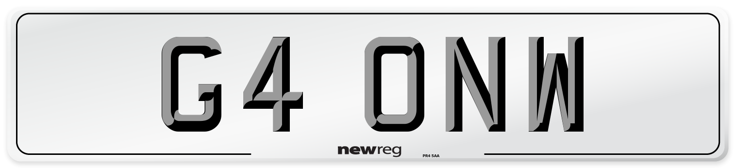 G4 ONW Number Plate from New Reg